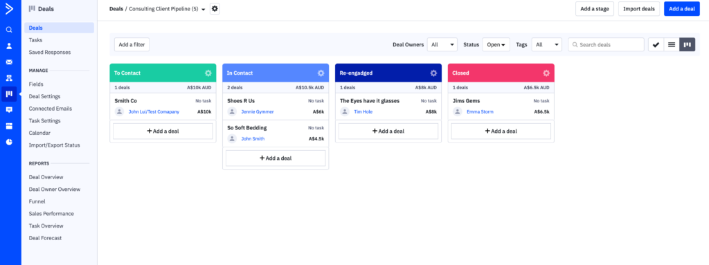 Deal stages in ActiveCampaign