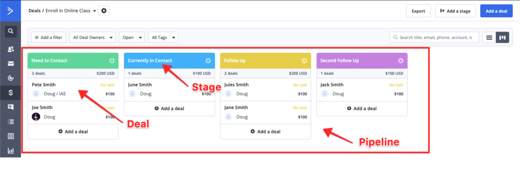 deals in activecampaign