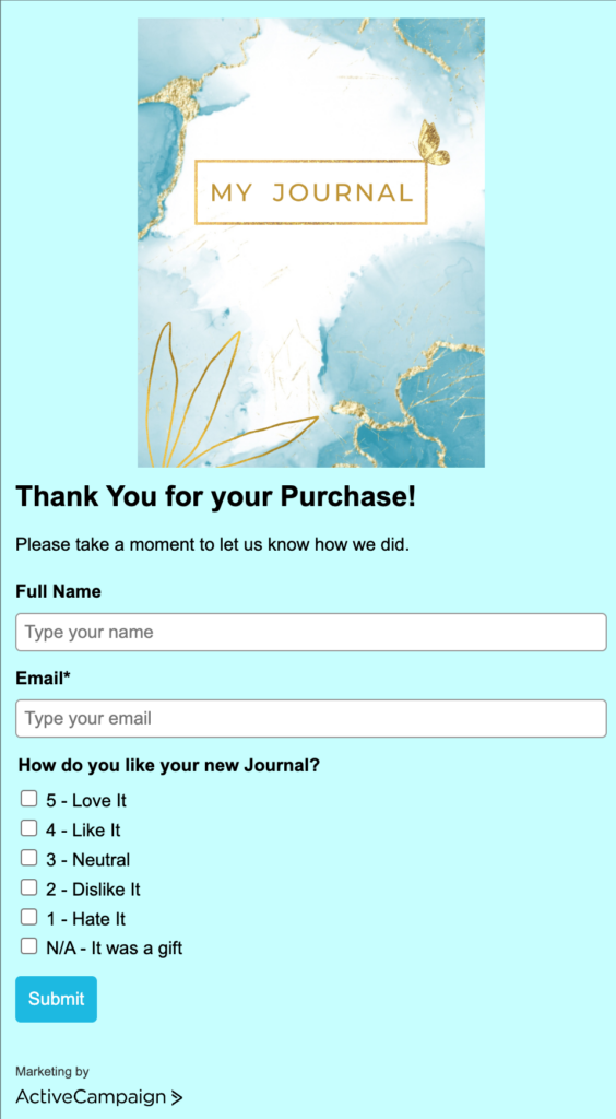 Customer feedback form