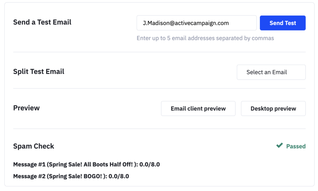 Send page in ActiveCampaign
